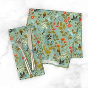 Fruit Birds Chinoiserie {Eggshell Blue} - medium