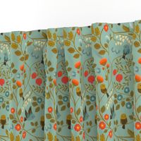 Fruit Birds Chinoiserie {Eggshell Blue} - medium