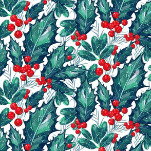 Holly Christmas | Blue Green Leaves