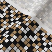 Small Mosaic Squares in Black, Camel Brown, and White