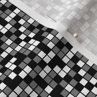 Small Mosaic Squares in Black, Medium Gray, and White