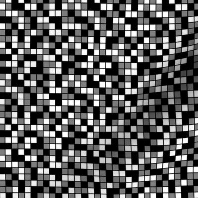 Small Mosaic Squares in Black, Medium Gray, and White