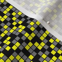 Small Mosaic Squares in Black, Yellow, and Medium Gray