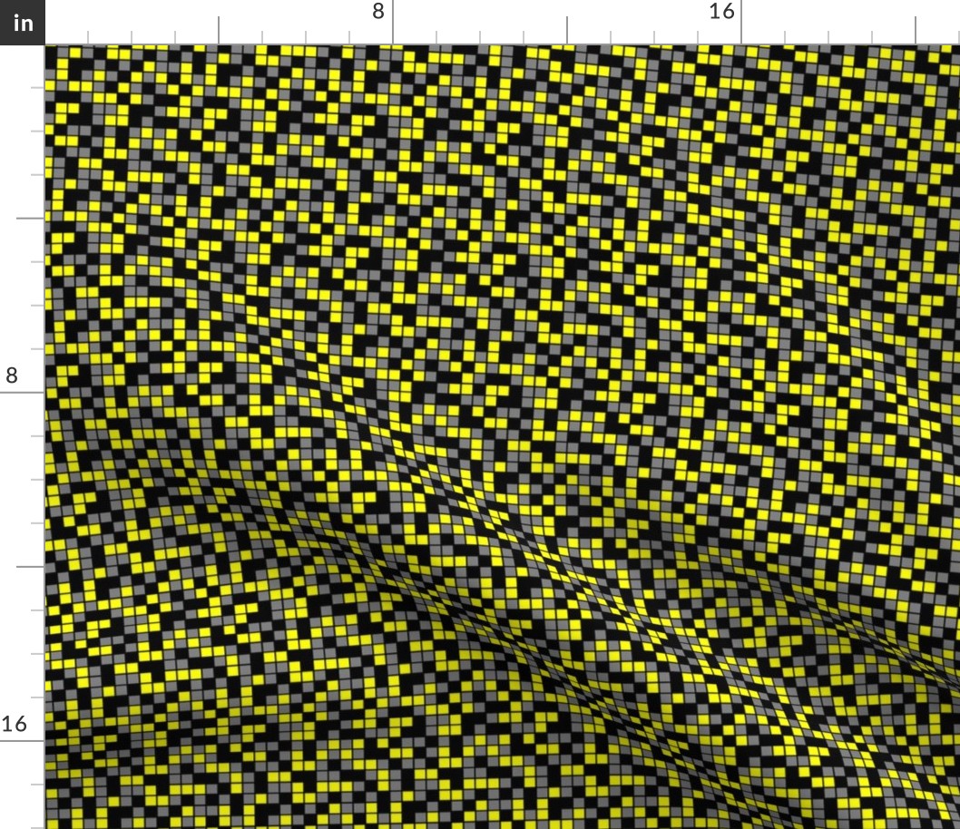 Small Mosaic Squares in Black, Yellow, and Medium Gray