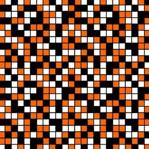 Small Mosaic Squares in Black, Orange, and White