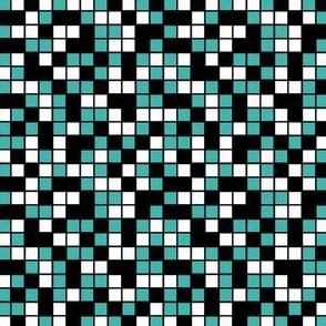 Small Mosaic Squares in Black, Verdigris, and White