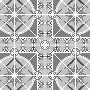 Square 6" Tile, Gray, White