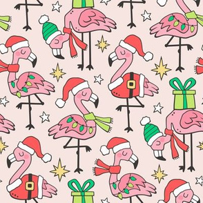 Christmas Holidays Flamingos Pink