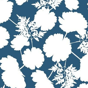 Cosmos Flower Silhouettes in Blue and White