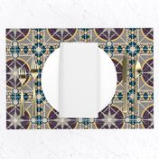 Square 6" Tile, Plum, Yellow, Indigo