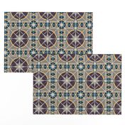 Square 6" Tile, Plum, Yellow, Indigo