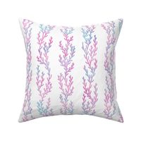 Magical Coral Stripes in Mermaid Colored Watercolor on White