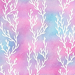 Magical Coral Stripes in Mermaid Colored Watercolor