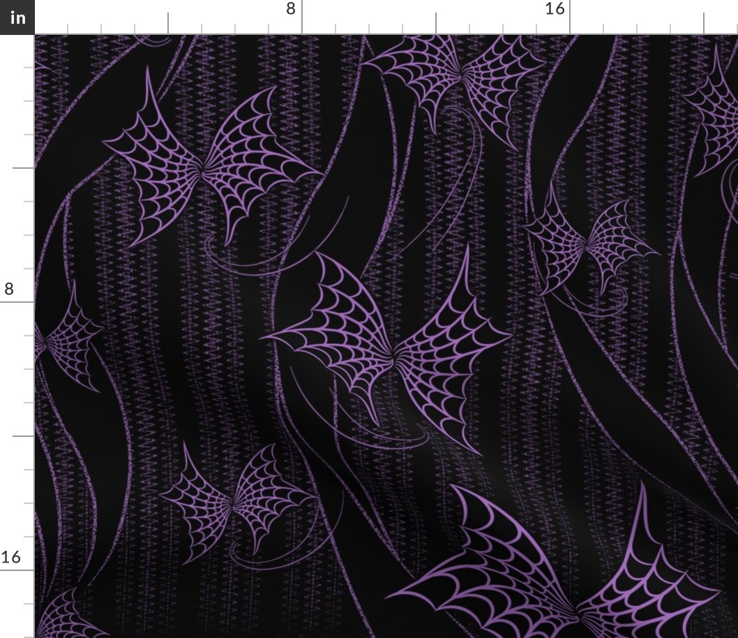 ★ SPIDER WEB THREADS ★ Black and Purple - Large Scale / Collection : Halloween Moths - Creepy Prints