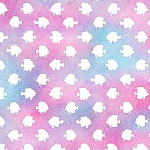 Magical Fish Pattern in White on Mermaid Colored Watercolor