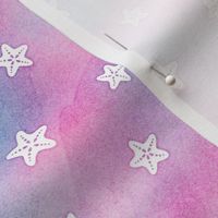 Magical Starfish Pattern in White on Mermaid Colored Watercolor
