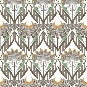 Art Deco Floral Lattice, Earthy Hues