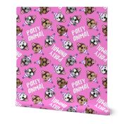 party animals - pit bulls - smiling pit bulls party hats - pink - LAD19