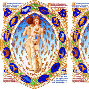 zodiac Horoscope Aries Taurus Gemini Cancer Leo Virgo Libra Scorpio Sagittarius Capricorn Aquarius Pisces astrology naked man woman nudes clocks human beings fleur de lis lily lilies months years calendar alchemy inspired baroque rococo Victorian Renaissa