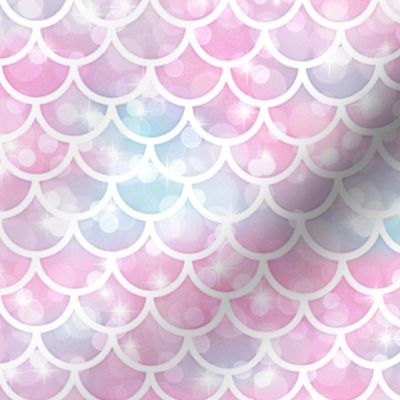 Magical Mermaid Scales Pattern on Bokehs and Sparkles
