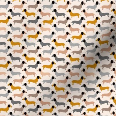Vintage doxie sausage dogs dachshund illustration pattern gender neutral ochre yellow XS