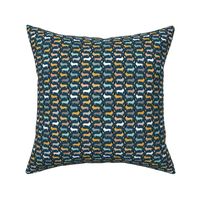 Vintage doxie sausage dogs dachshund illustration pattern gender neutral navy blue caramel gray boys XS