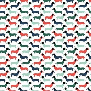 Vintage doxie sausage dogs dachshund illustration pattern christmas green gender neutral  XS