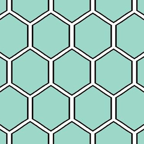 Geometric Hexagon -Honeycomb med-Seafoam Green  