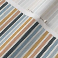 1/4" Horizontal stripes in blue and mustard even linen look