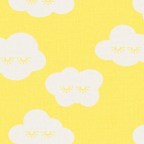 JUMBO // Sleepy clouds linen look lemon yellow