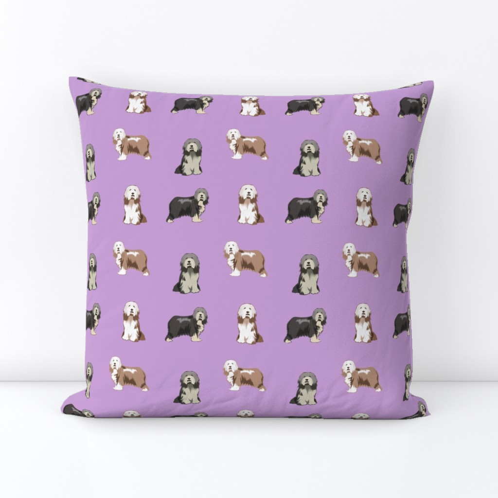 bearded collies dog fabric - bearded collie, collie dog, dog, dogs fabric, dog design - purple