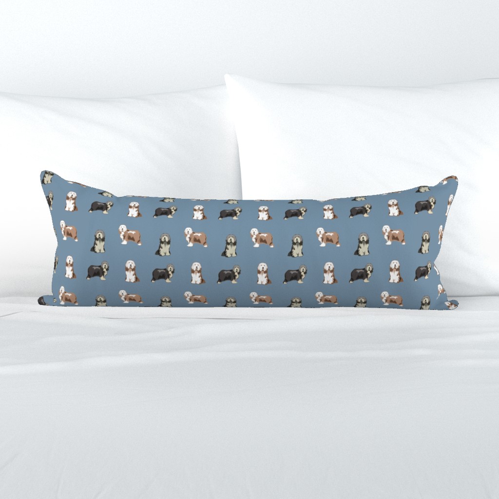 bearded collies dog fabric - bearded collie, collie dog, dog, dogs fabric, dog design - blue