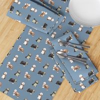 bearded collies dog fabric - bearded collie, collie dog, dog, dogs fabric, dog design - blue