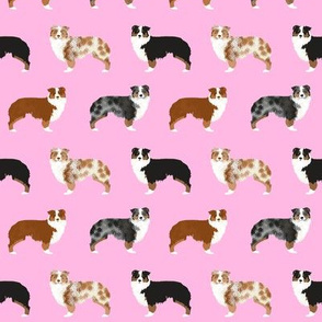 aussie dog fabric - australian shepherds dog fabric, dog design, cute dog, pet - pink