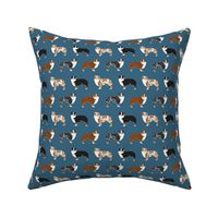 aussie aussie dog fabric - australian shepherds dog fabric, dog design, cute dog, pet -  blue