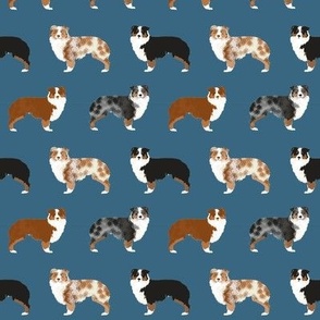 aussie aussie dog fabric - australian shepherds dog fabric, dog design, cute dog, pet -  blue