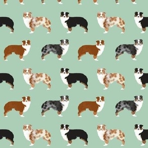 aussie dog fabric - australian shepherds dog fabric, dog design, cute dog, pet - mint
