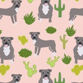 pitbull cactus fabric - cactus fabric, pitbull fabric, gray pitbull fabric - pink