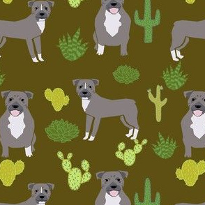 pitbull cactus fabric - cactus fabric, pitbull fabric, gray pitbull fabric -dark olive