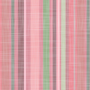 Pink + Green Linen-Look Stripes
