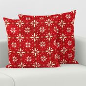 Floral Snowflakes on Red