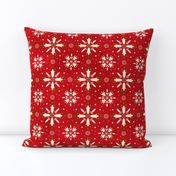 Floral Snowflakes on Red