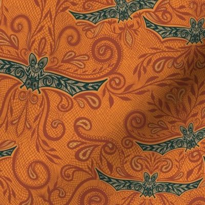 Bat Lace Embroidery - Orange