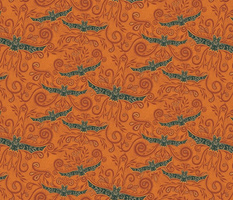 Bat Lace Embroidery - Orange