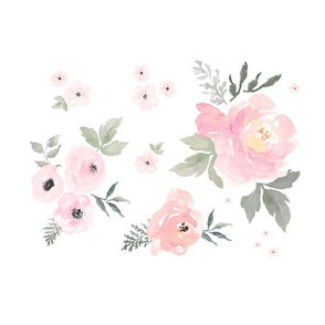 21"x18" with 12"x16" illustration of Sweet Blush Roses for Picture Frame