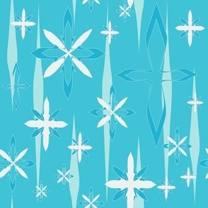 Mid-Century Snowflakes in aqua