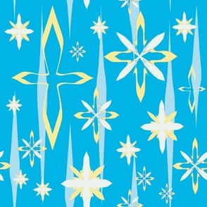 Mid-Century Snowflakes in blue