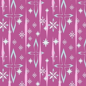 Mid-Century Snowflakes in pink