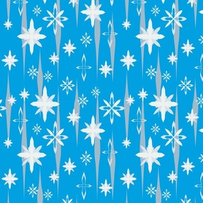 Mid-Century Snowflakes in blue