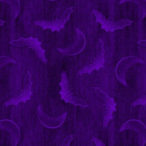 Bat & Moon Embroidery in Purple